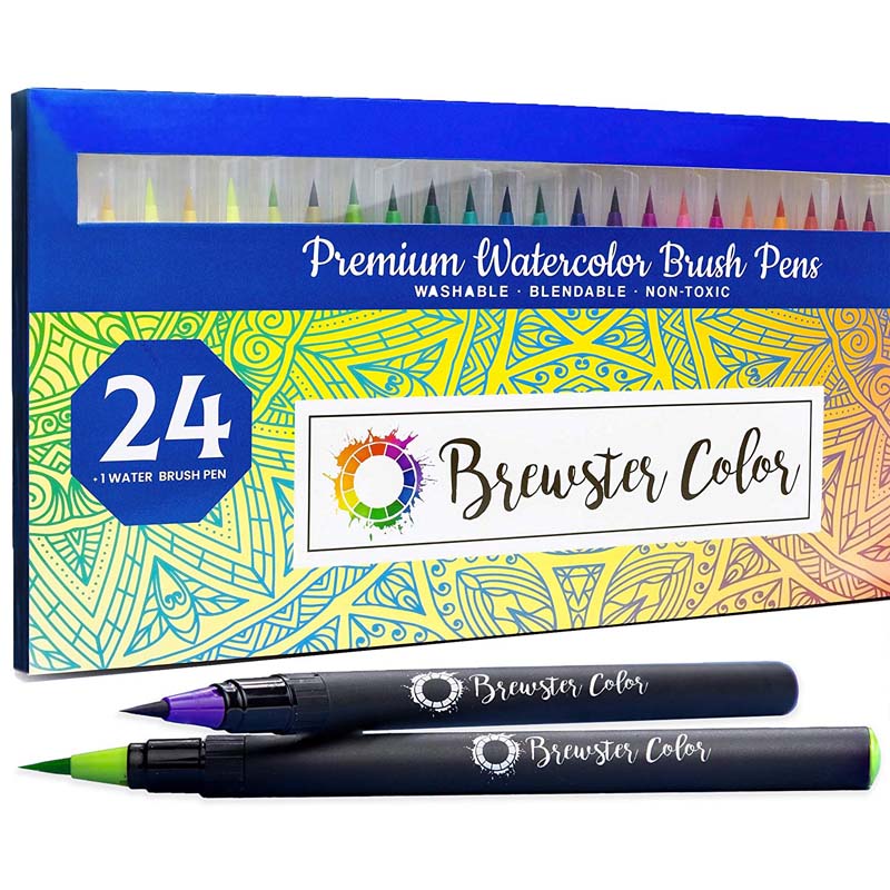 24 colors watercolor brush marker