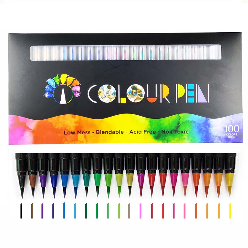 100 colors blendable watercolor brush marker